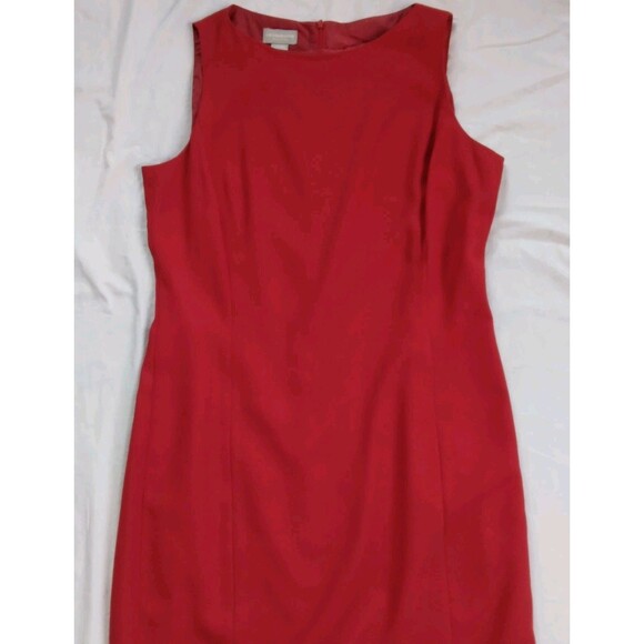 2 Piece Liz Claiborne Collection Red Sleeveless Shift Dress Jacket Holiday 12 - Picture 9 of 13
